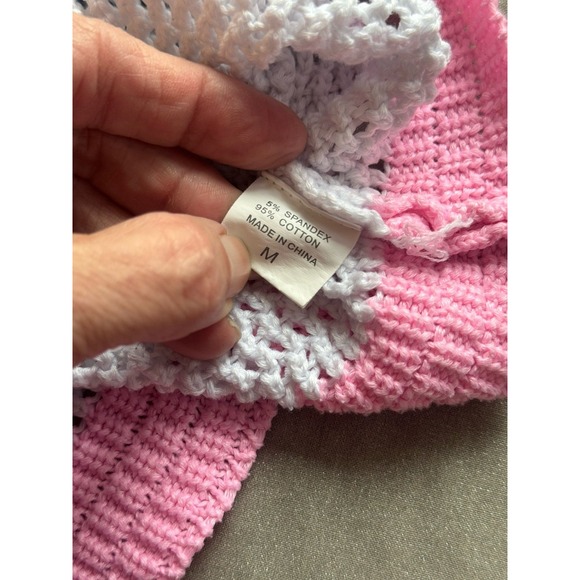 Boho Crochet Colorblock Sweater Pastel Open Knit Festival Top Women's M - Picture 3 of 5